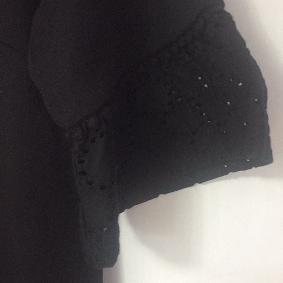 Talbots Eyelet Cuffed Sleeves Black Cotton Dress - Picture 8 of 11